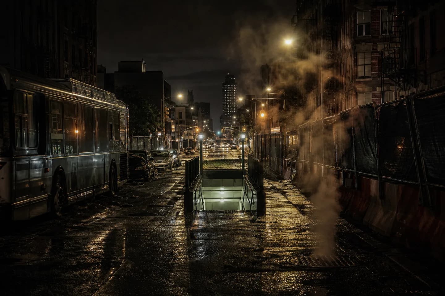 Broadway: A night-time Queens route through city streets, subway tunnels, and sewers after a failed extraction.