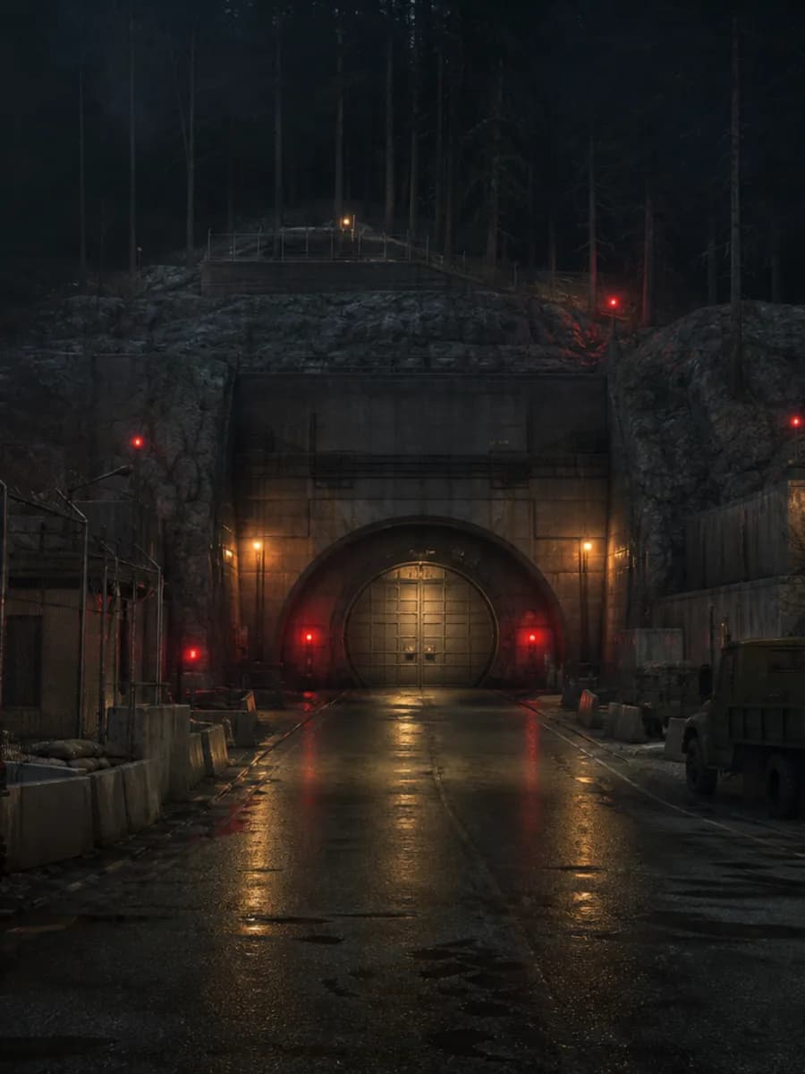A portrait view of Raven Rock's underground bunker entrance.