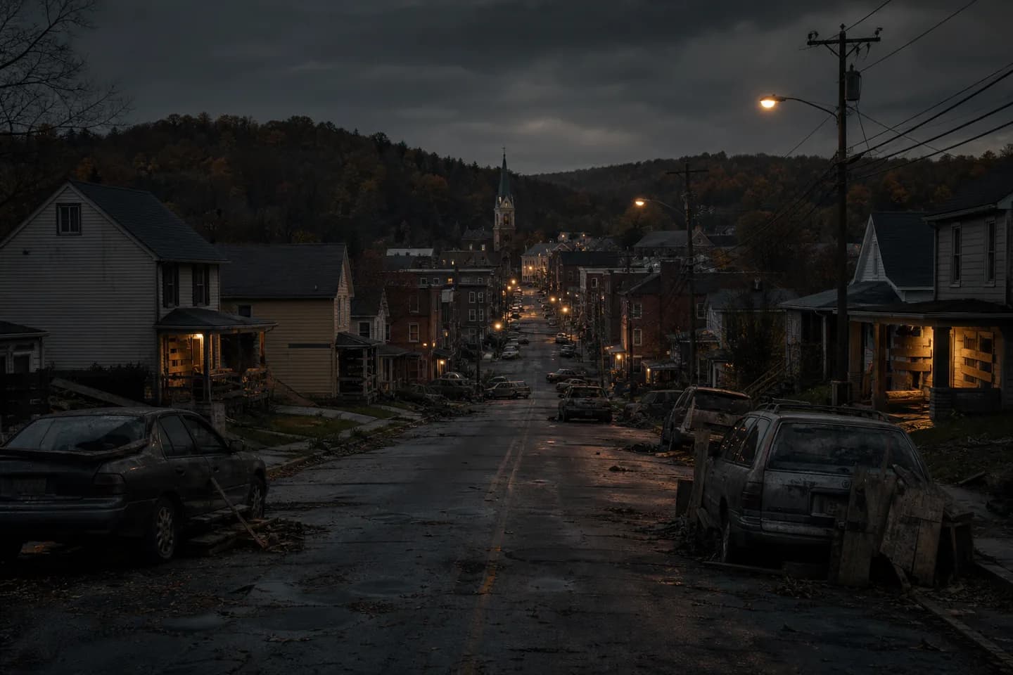 Pottsville: A rural Pennsylvania town with suburbs, randomized houses, and a downtown route.